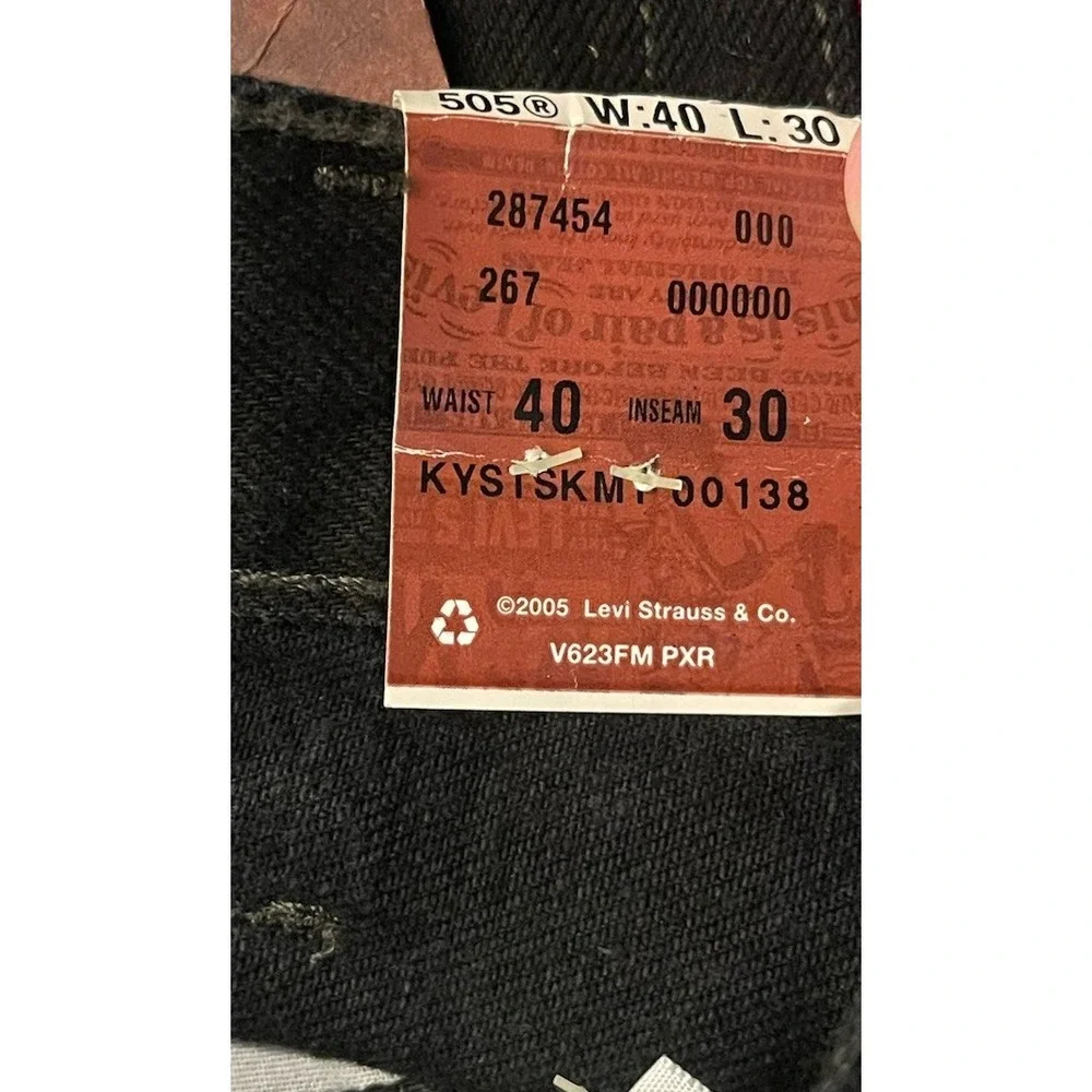 VTG Levis Jeans 505 Men's 40x30 Regular Fit Straight Leg Black Denim 2005 NEW
